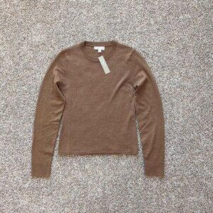 NWOT J. Crew 100% Merino Carolyn Sweater. Brown. Size Small.